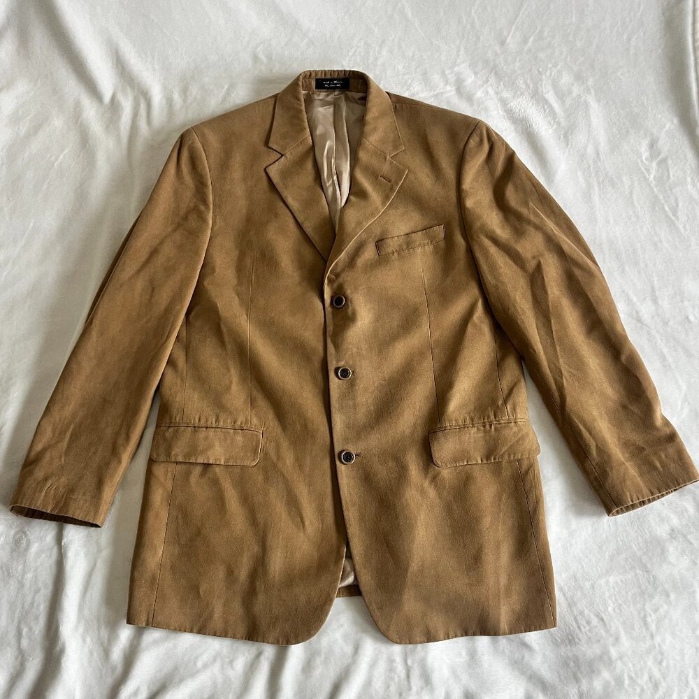 Alfani Tan Velour Blazer Jacket Men's Size 41 Long Sport Coat